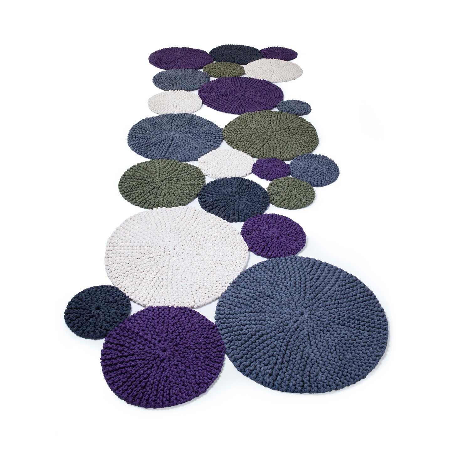 Tapete Bolas Colorido 120x250 (Cru/Verde/Cinza/Marinho/Roxo)