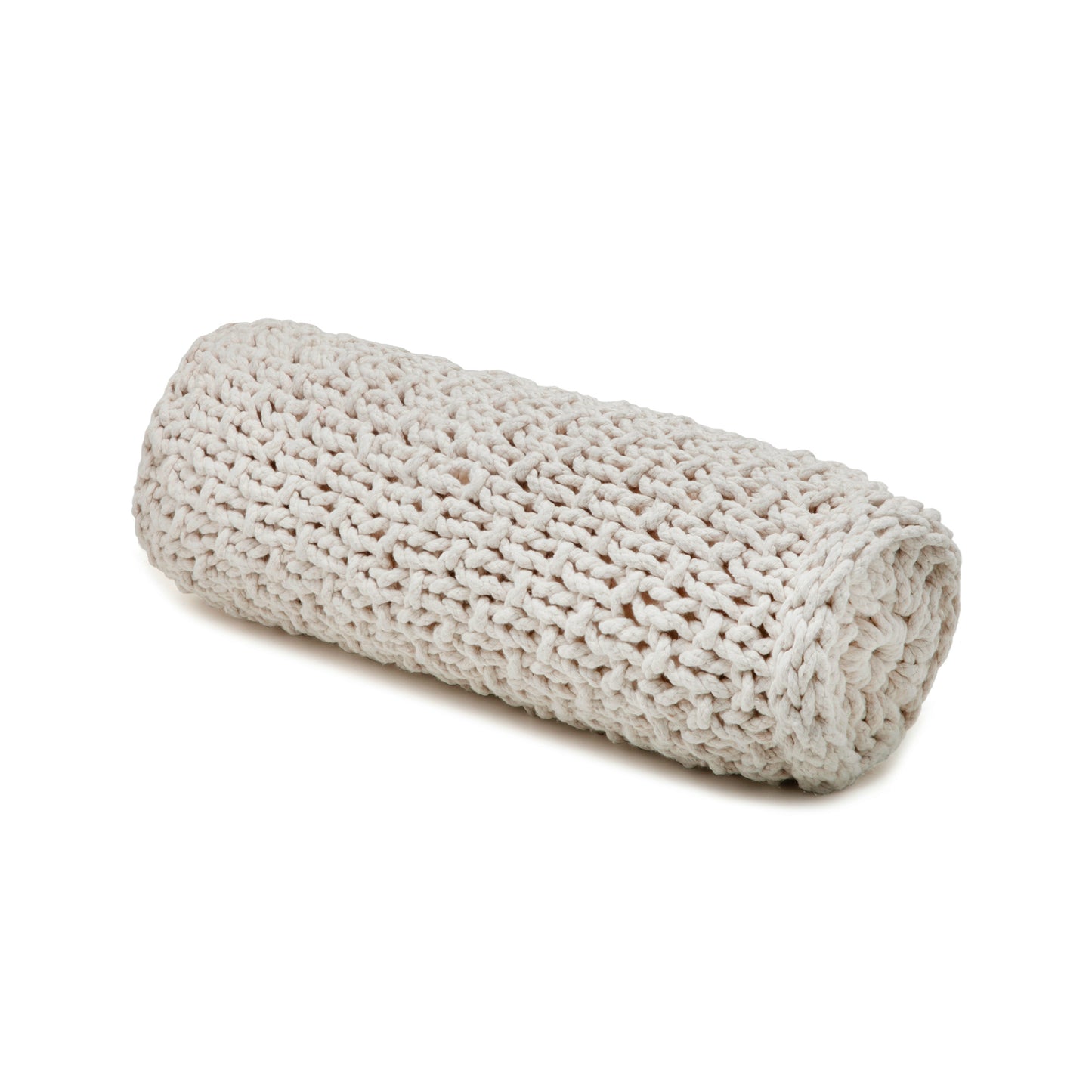 Almofada em tricô artesanal String Rolo 18x60 Cru