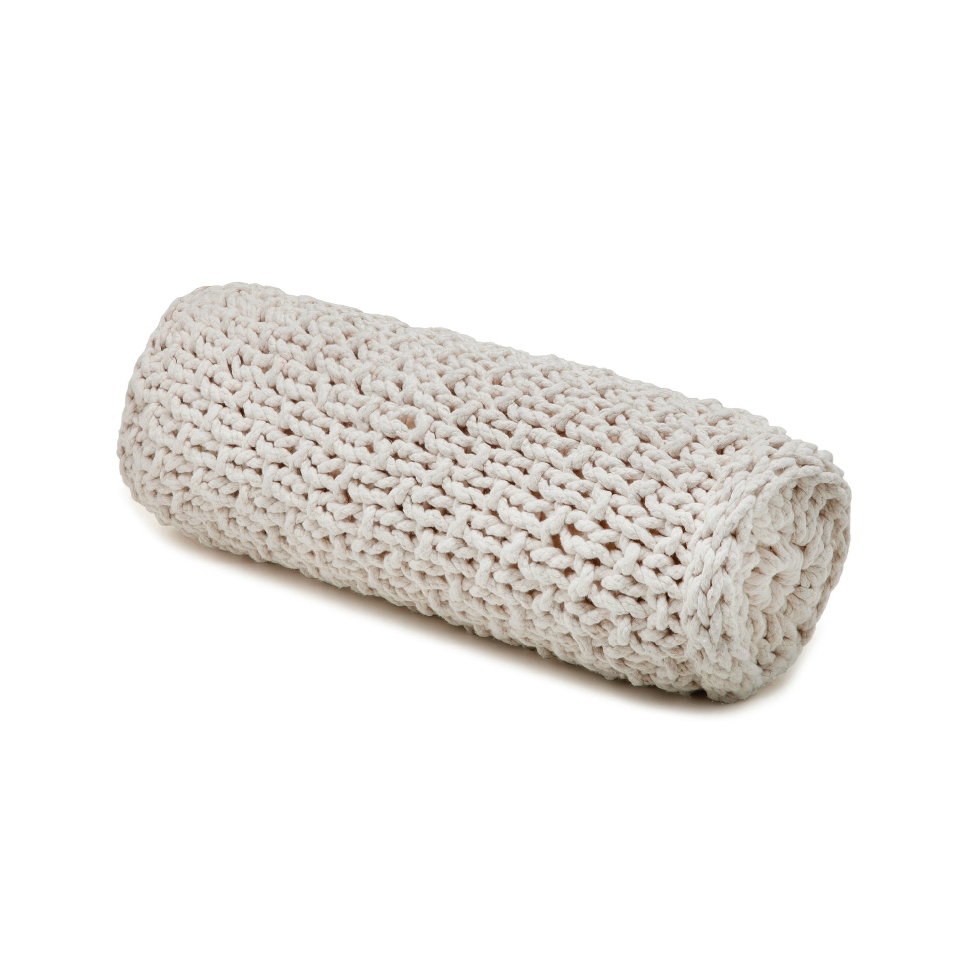 Almofada em tricô artesanal String Rolo 18x60 Cru