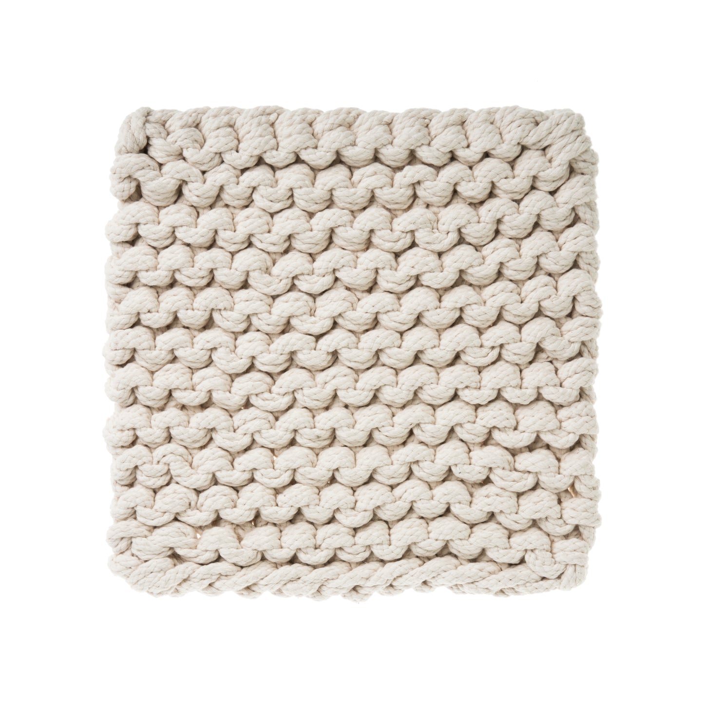 amostra de pontos / Tapete em tricô artesanal Cru, com fio 100% algodão. Dimensões: Largura - 150cm; Comprimento - 200cm.