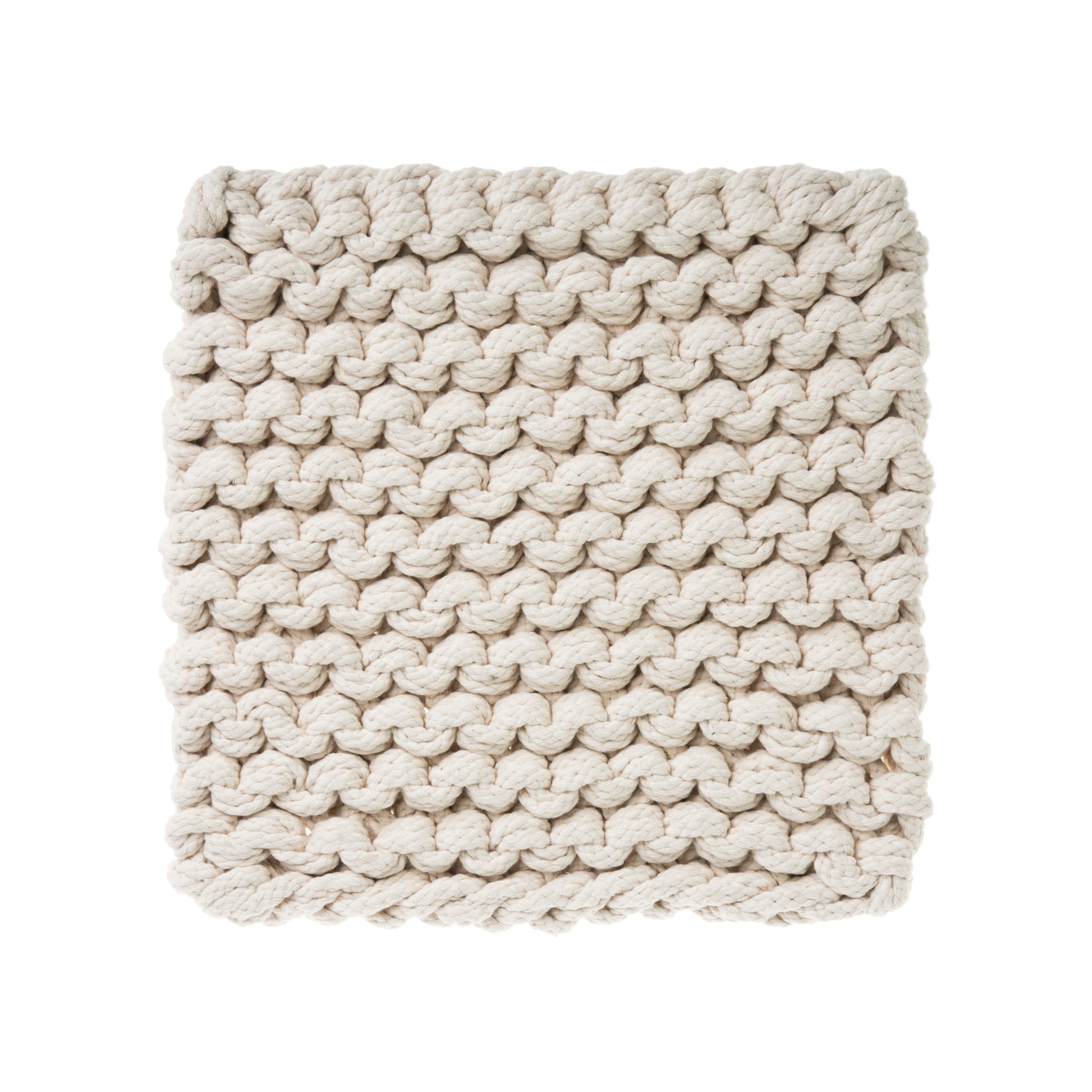 amostra de pontos / Tapete em tricô artesanal Cru, com fio 100% algodão. Dimensões: Largura - 150cm; Comprimento - 200cm.