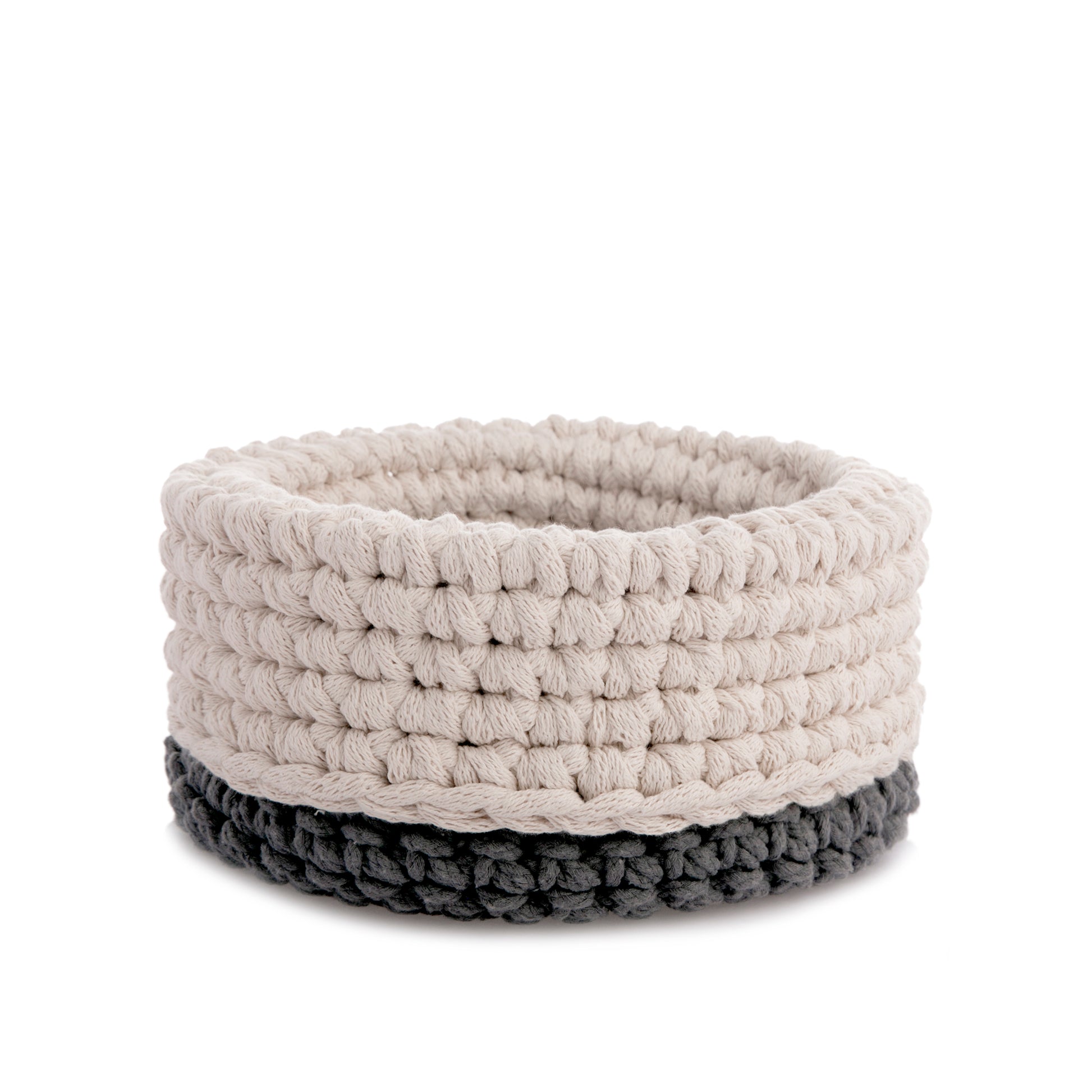 Cesta de crochê Bicolor 16x30 Cinza/Cru