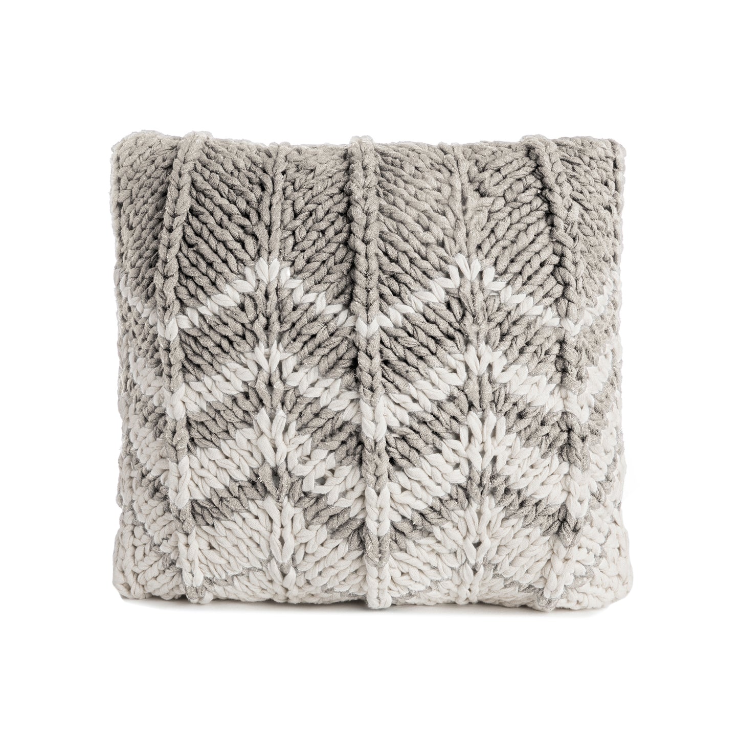 Almofada em tricô artesanal Zig Zag Negativo 45x45 Cinza Pronta Entrega