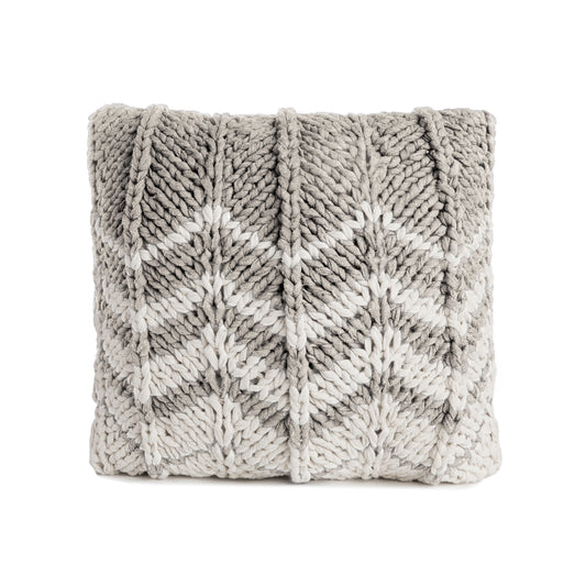 Almofada em tricô artesanal Zig Zag Negativo 45x45 Cinza Pronta Entrega