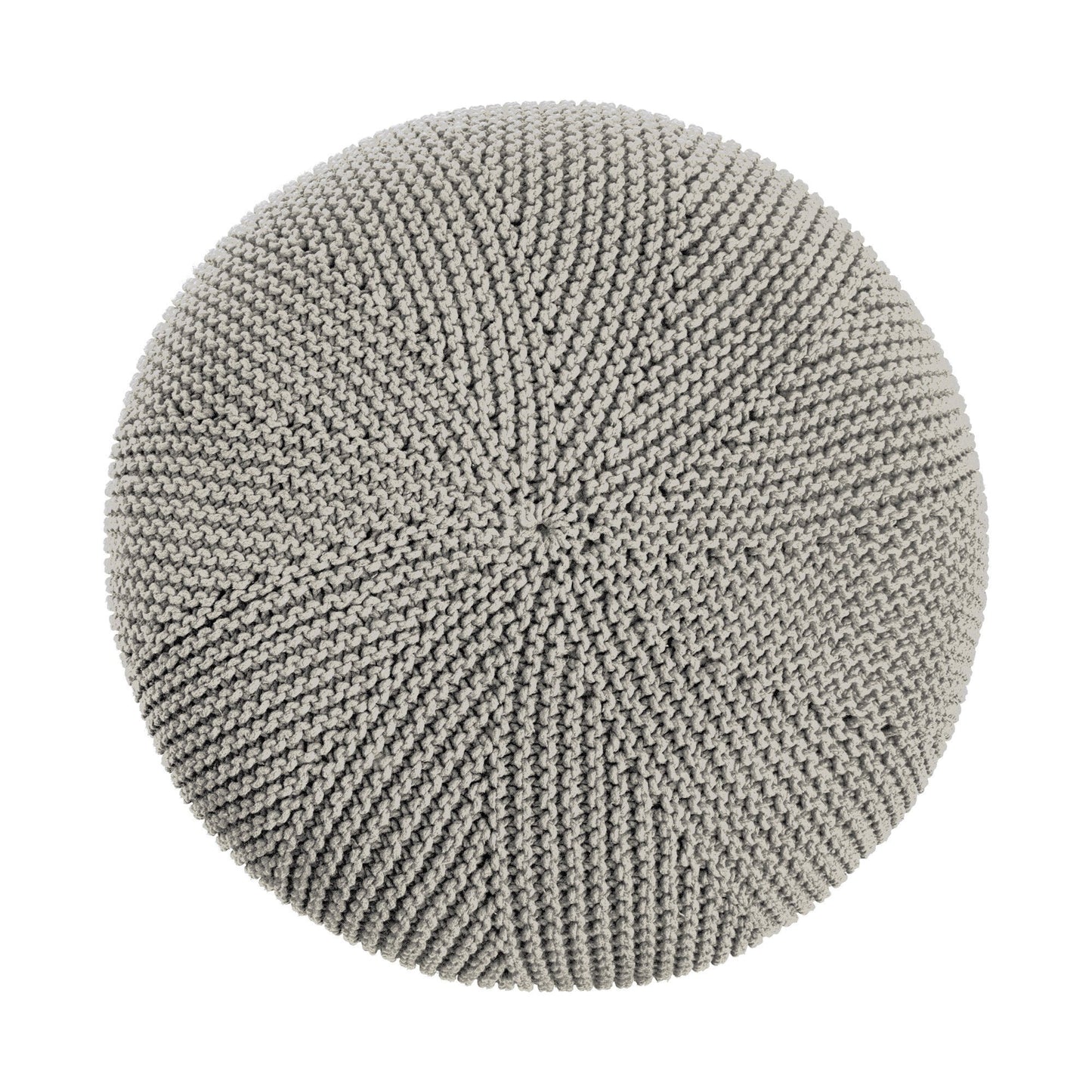 Puff em tricô artesanal, Fendi, com fio 100% algodão. Fechamento com zíper, possibilitando a remoção da capa para lavagem. Dimensões: Altura - 35cm; Diâmetro - 100cm.