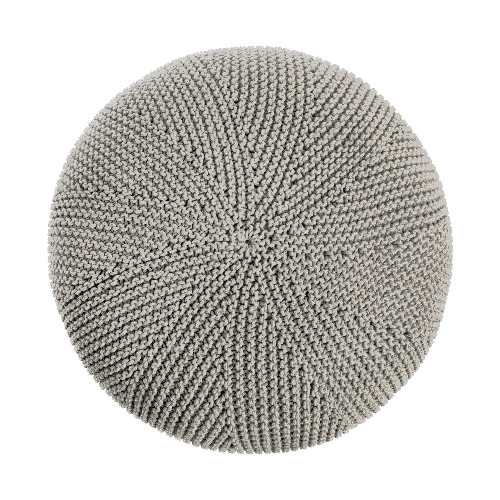 Puff em tricô artesanal, Fendi, com fio 100% algodão. Fechamento com zíper, possibilitando a remoção da capa para lavagem. Dimensões: Altura - 35cm; Diâmetro - 100cm.
