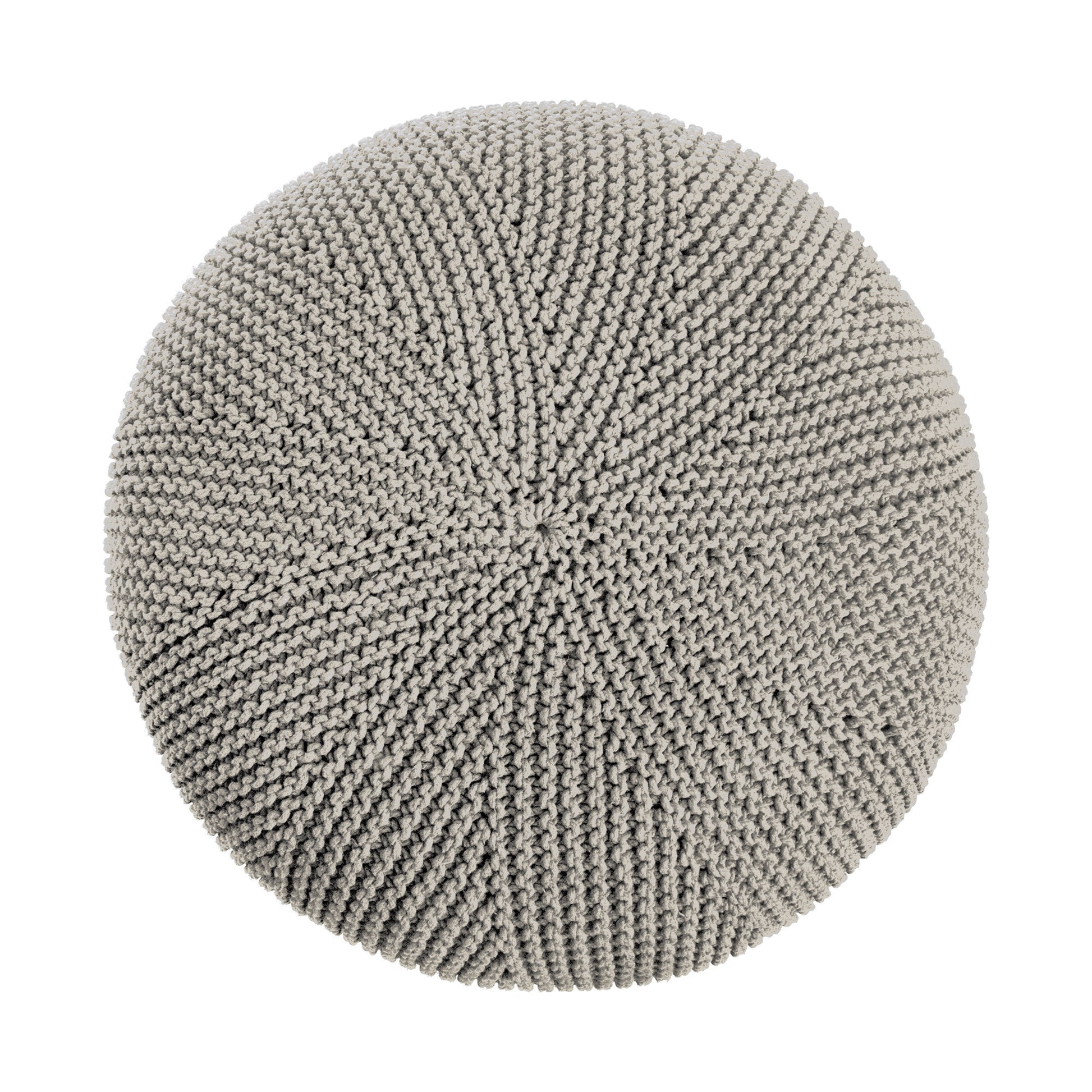 Puff em tricô artesanal, Fendi, com fio 100% algodão. Fechamento com zíper, possibilitando a remoção da capa para lavagem. Dimensões: Altura - 35cm; Diâmetro - 100cm.