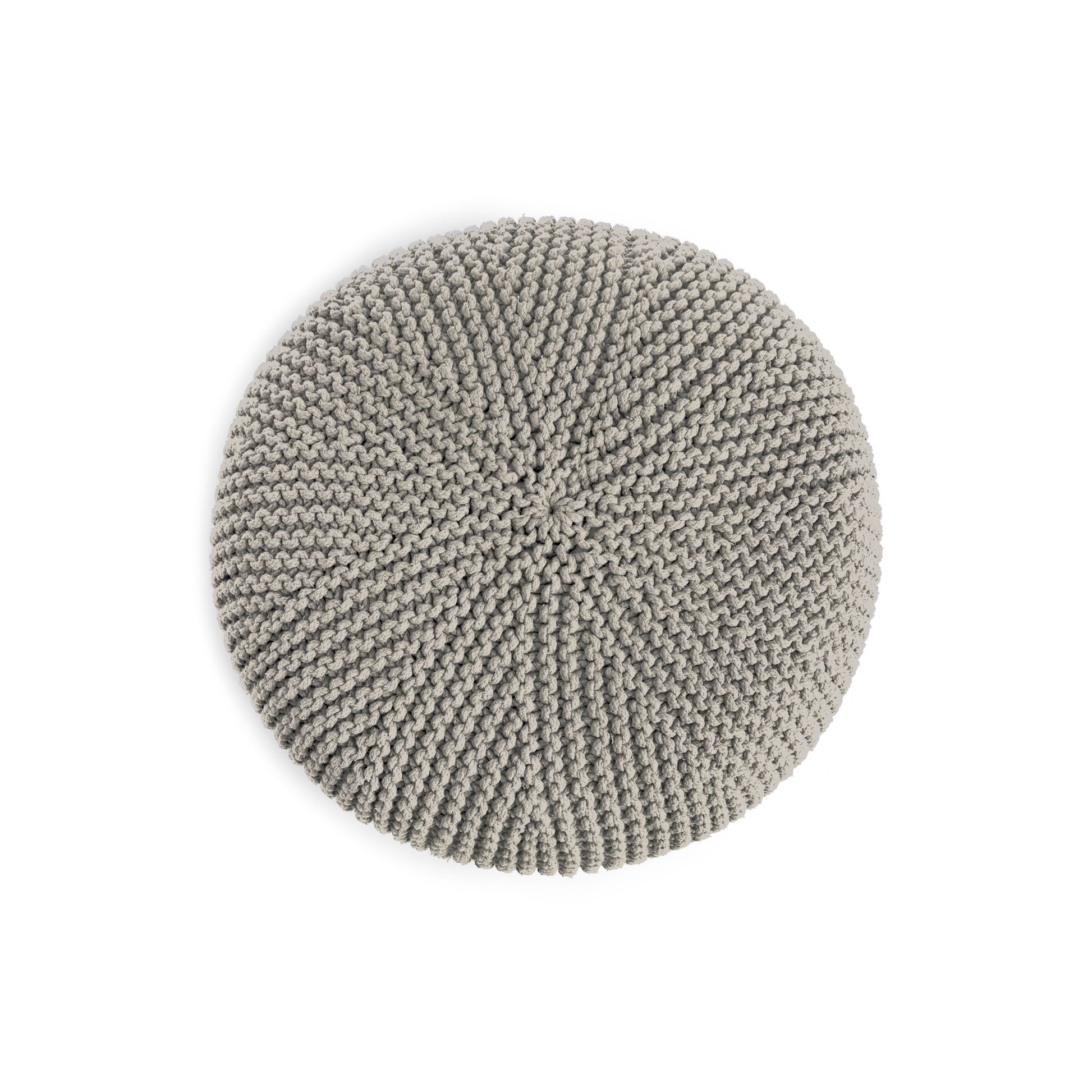 Puff em tricô artesanal,  Fendi, com fio 100% algodão. Fechamento com zíper, possibilitando a remoção da capa para lavagem. Dimensões: Altura - 30cm; Diâmetro - 75cm.