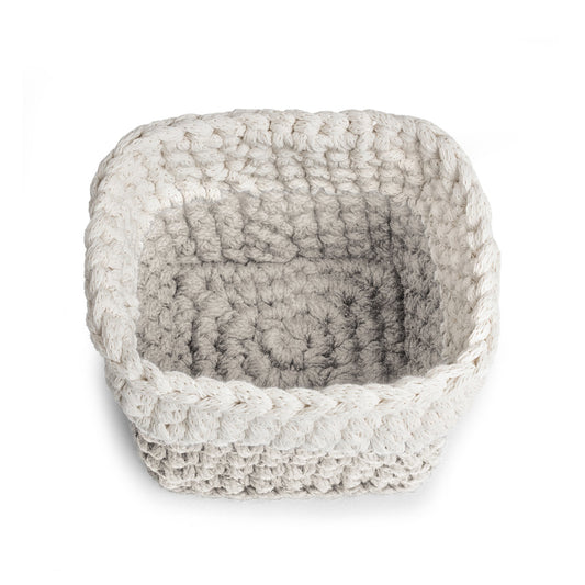Vaso de crochê Bicolor, Fendi/Cru, com fio 100% algodão.