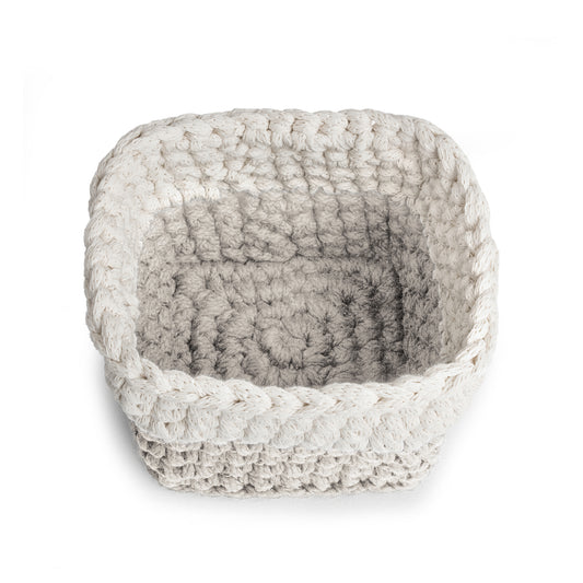 Vaso de crochê Bicolor, Fendi/Cru, com fio 100% algodão.