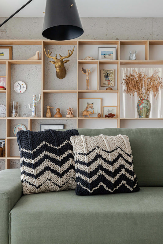 Almofada Zig Zag Positivo 45x45 Preto