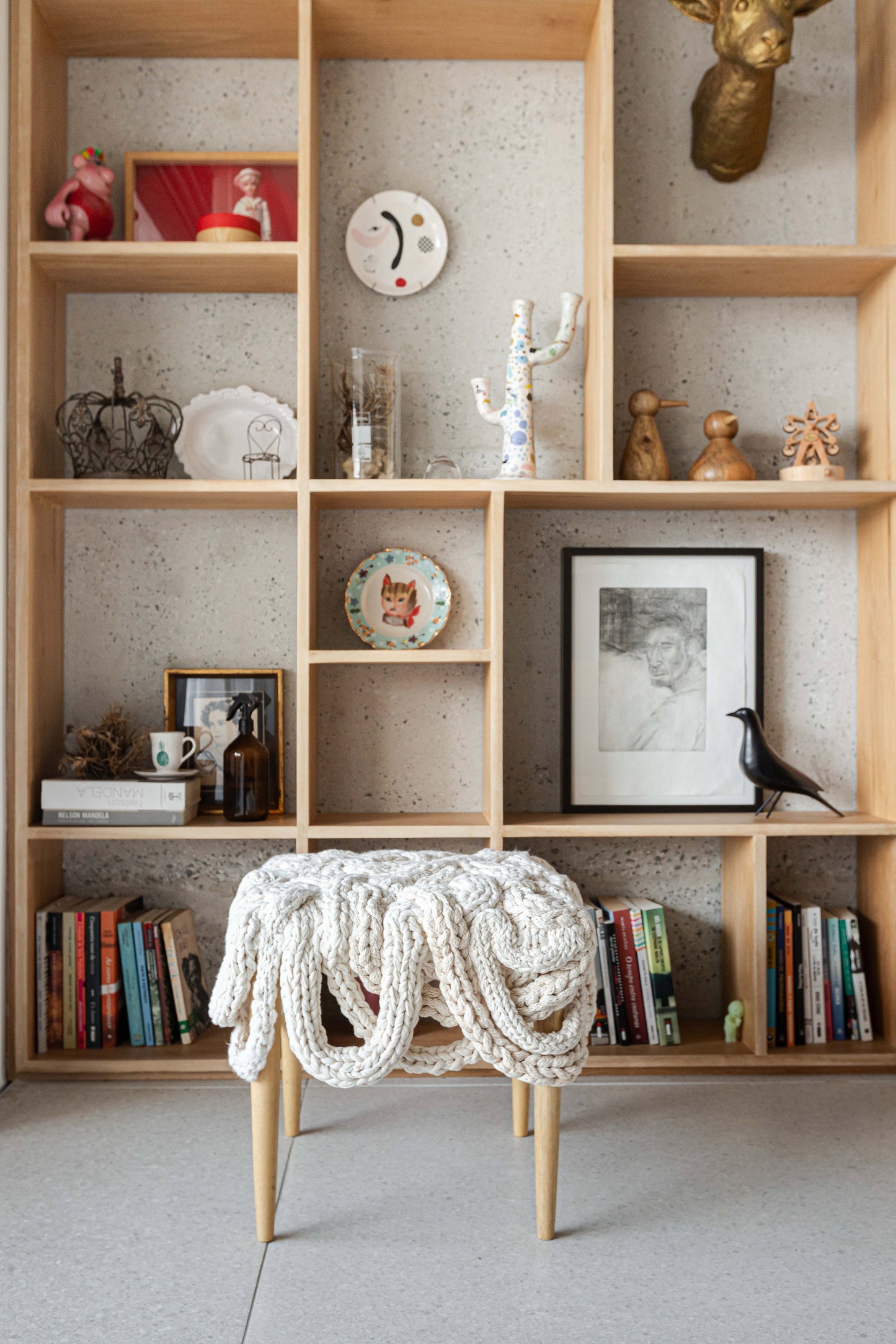 Banqueta Roots Quadrada 45x45 Cru