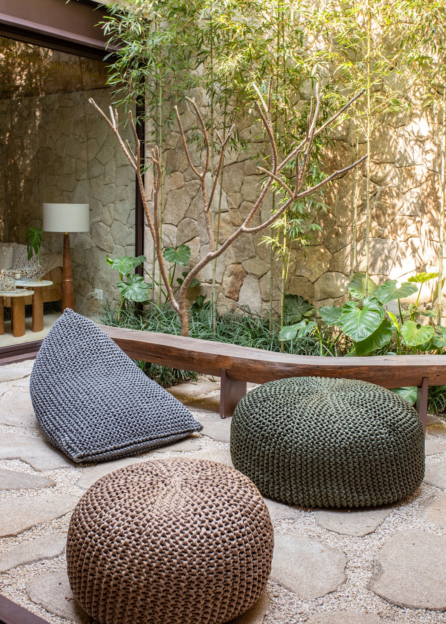 Puff String Outdoor 90x120 Cinza