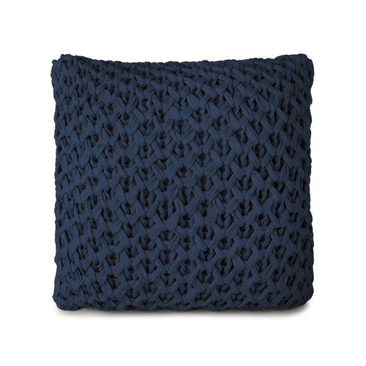 Almofada em Tricô Artesanal Colméia 45x45 Marinho