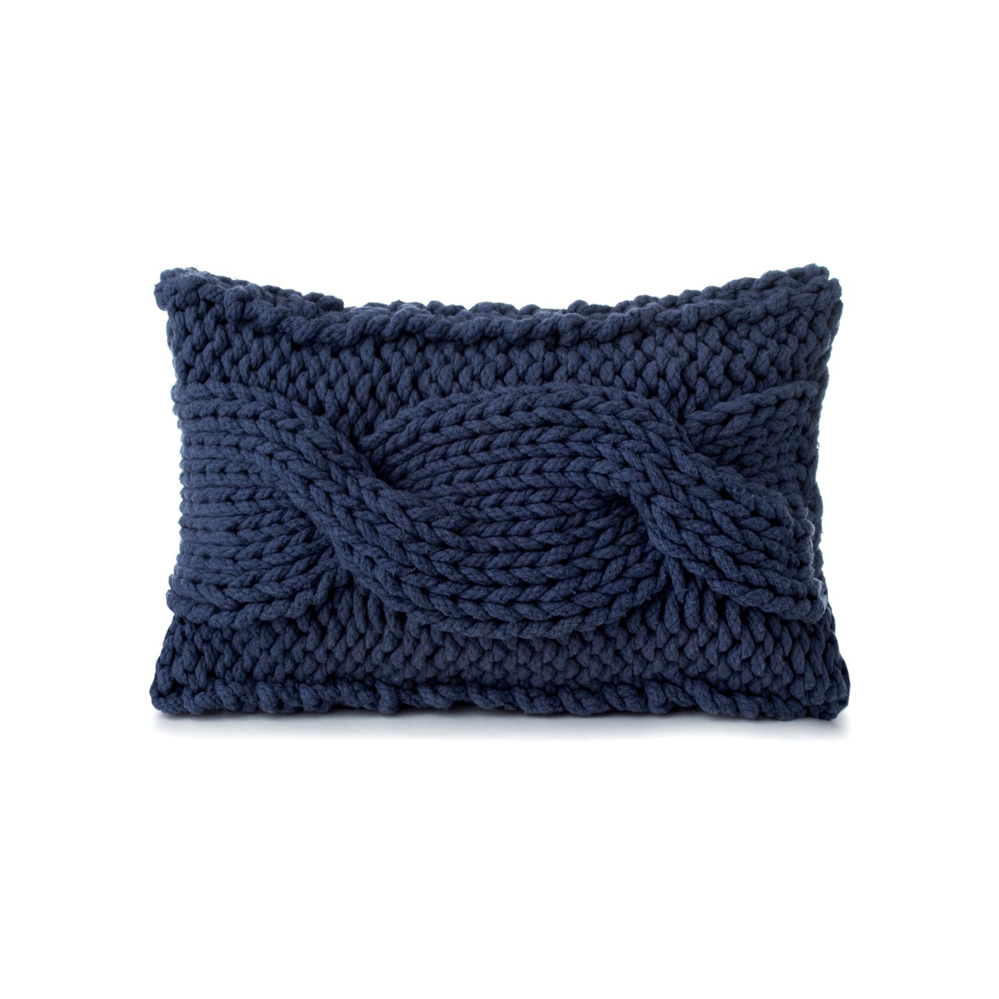 Almofada em tricô artesanal String Trança Retangular 30x45 Marinho