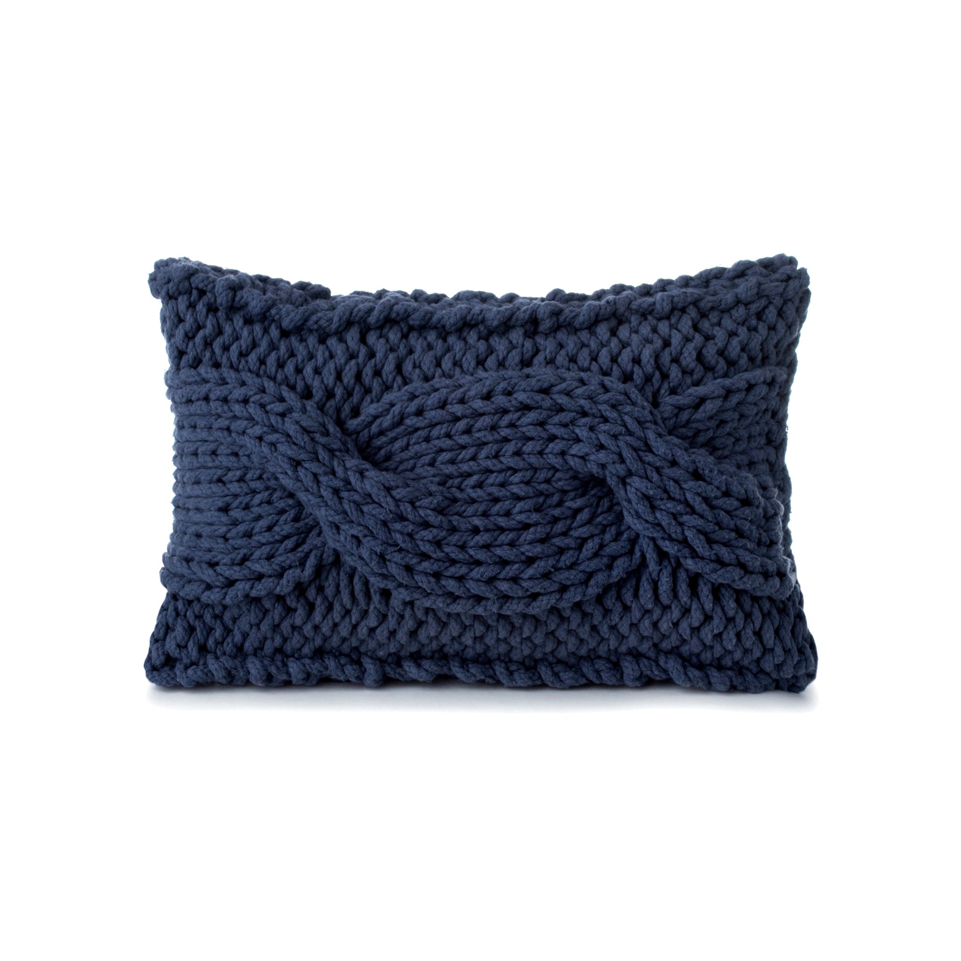 Almofada em tricô artesanal String Trança Retangular 30x45 Marinho