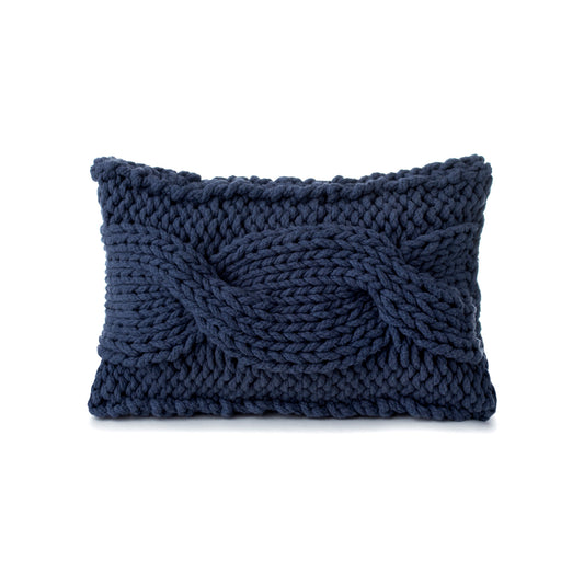 Almofada em tricô artesanal String Trança Retangular 30x45 Marinho