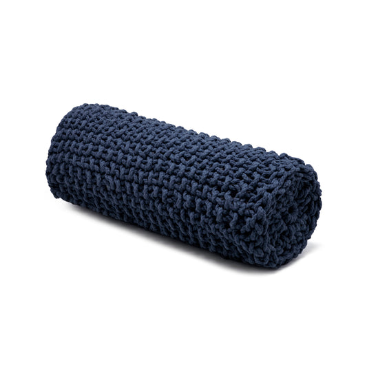 Almofada em tricô artesanal String Rolo 18x60 Marinho