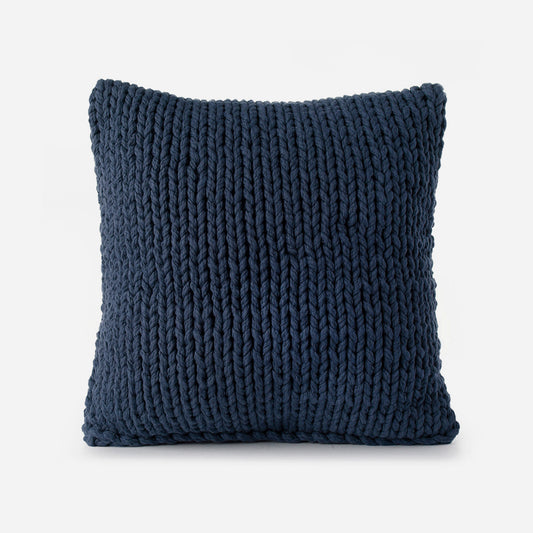 Almofada em tricô artesanal String Lisa 45x45 Marinho.
