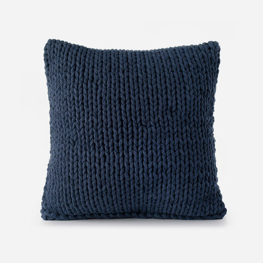 Almofada em tricô artesanal String Lisa 45x45 Marinho Pronto Entrega
