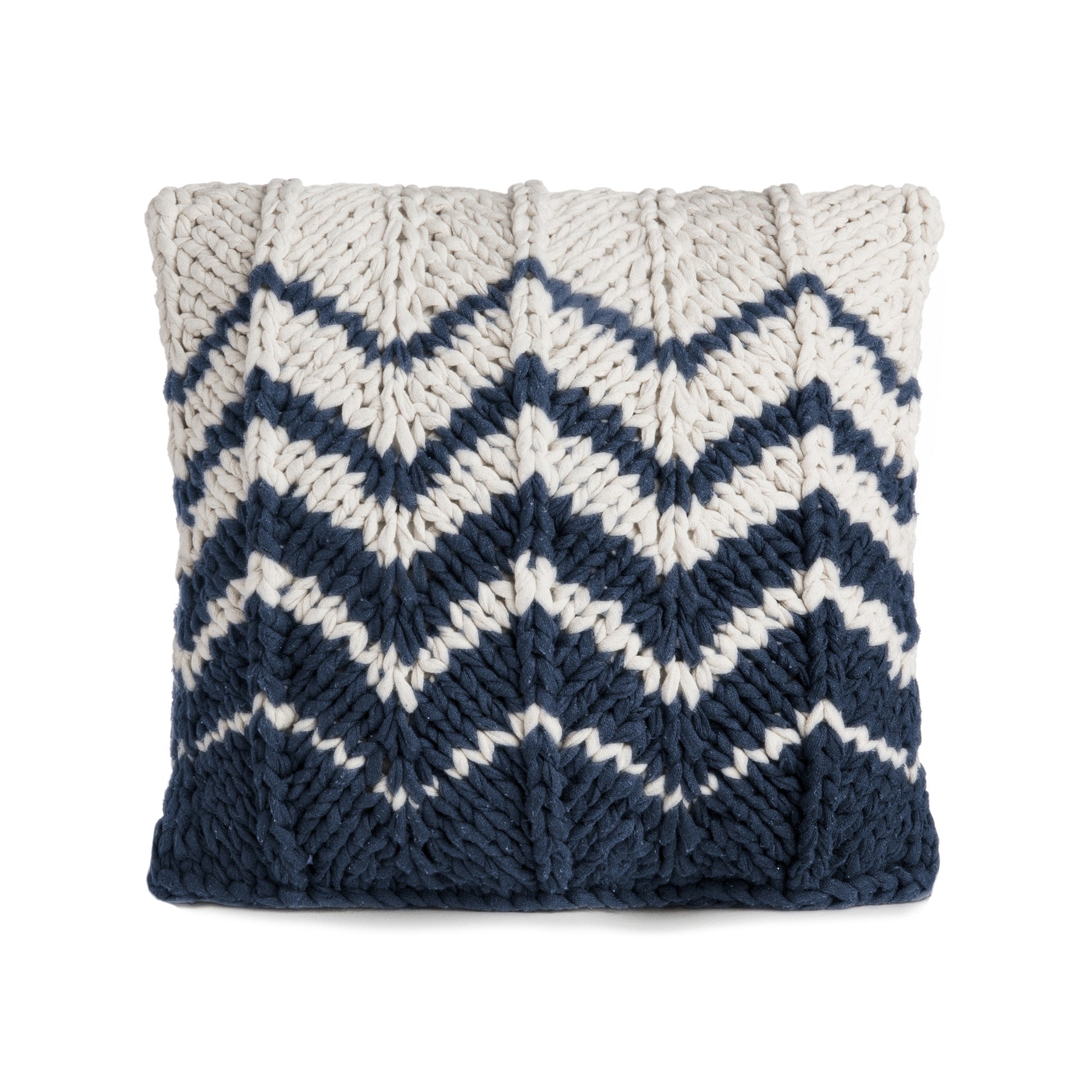 Almofada em tricô Artesanal Zig Zag Positivo 45x45 Marinho