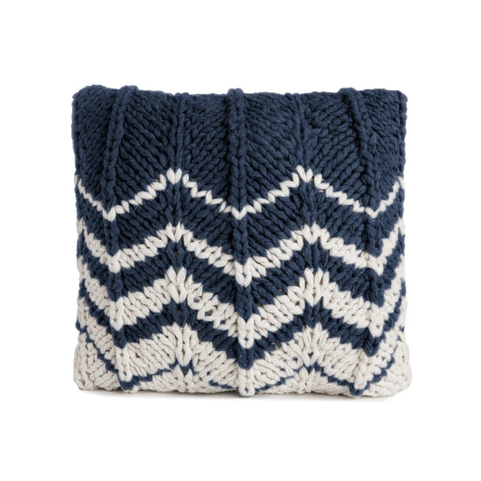 Almofada em tricô artesanal Zig Zag Negativo 45x45 Marinho
