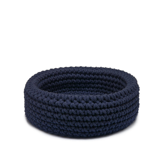 Cesta Sting em crochê artesanal 14x38 Marinho Pronta Entrega