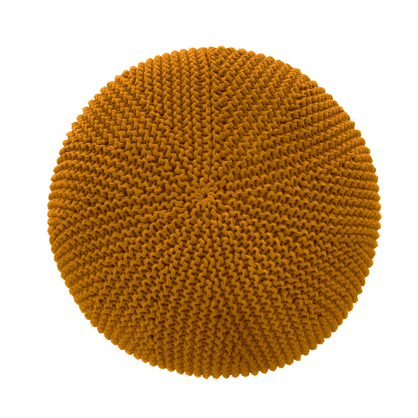 Puff em tricô artesanal Mostarda, para área externa, com fio 100% polipropileno. Fechamento com zíper, possibilitando a remoção da capa para lavagem. Dimensões: Altura - 35cm; Largura - 100cm; Comprimento - 100cm.