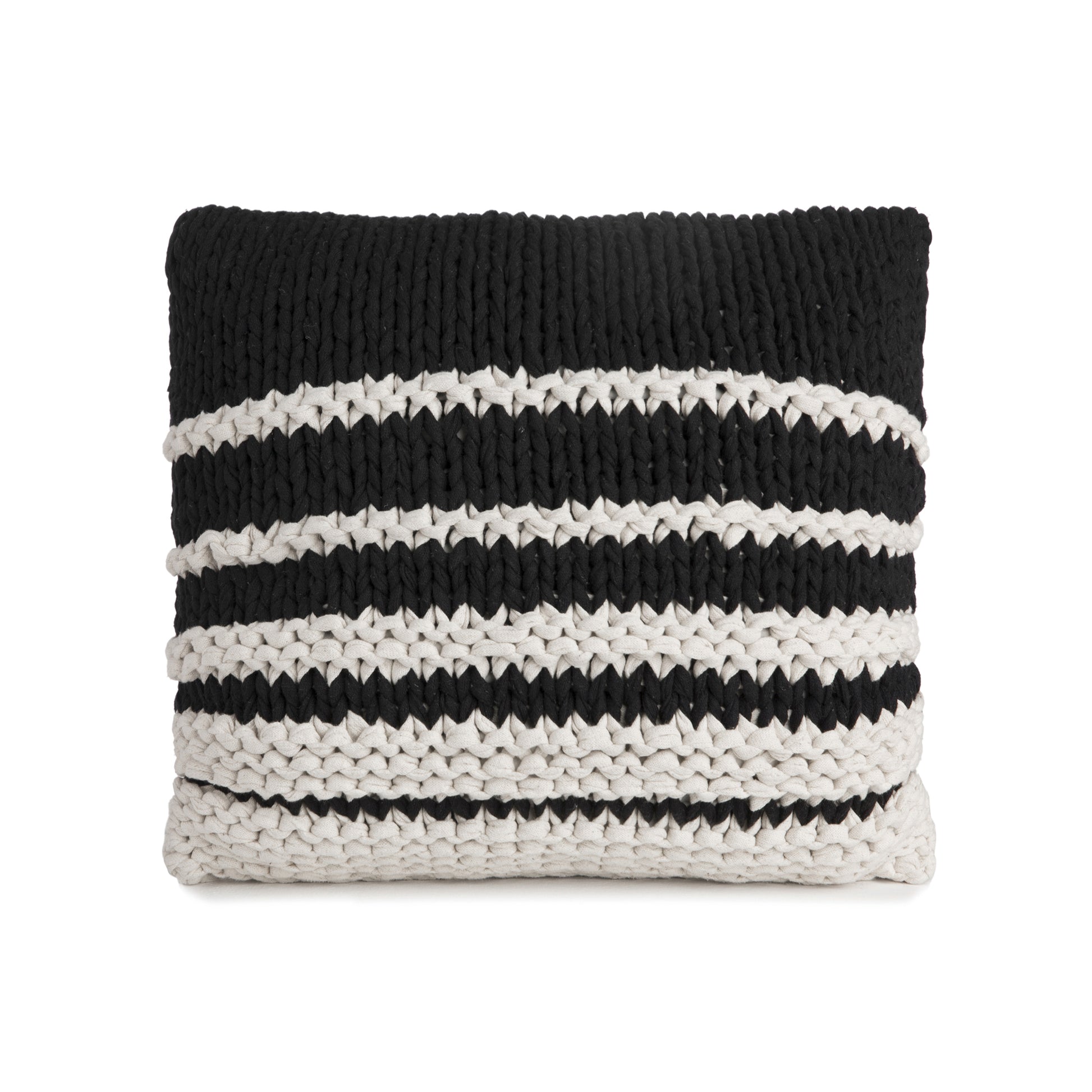 Almofada em Tricô Artesanal Degradê Negativo 45x45 Preto