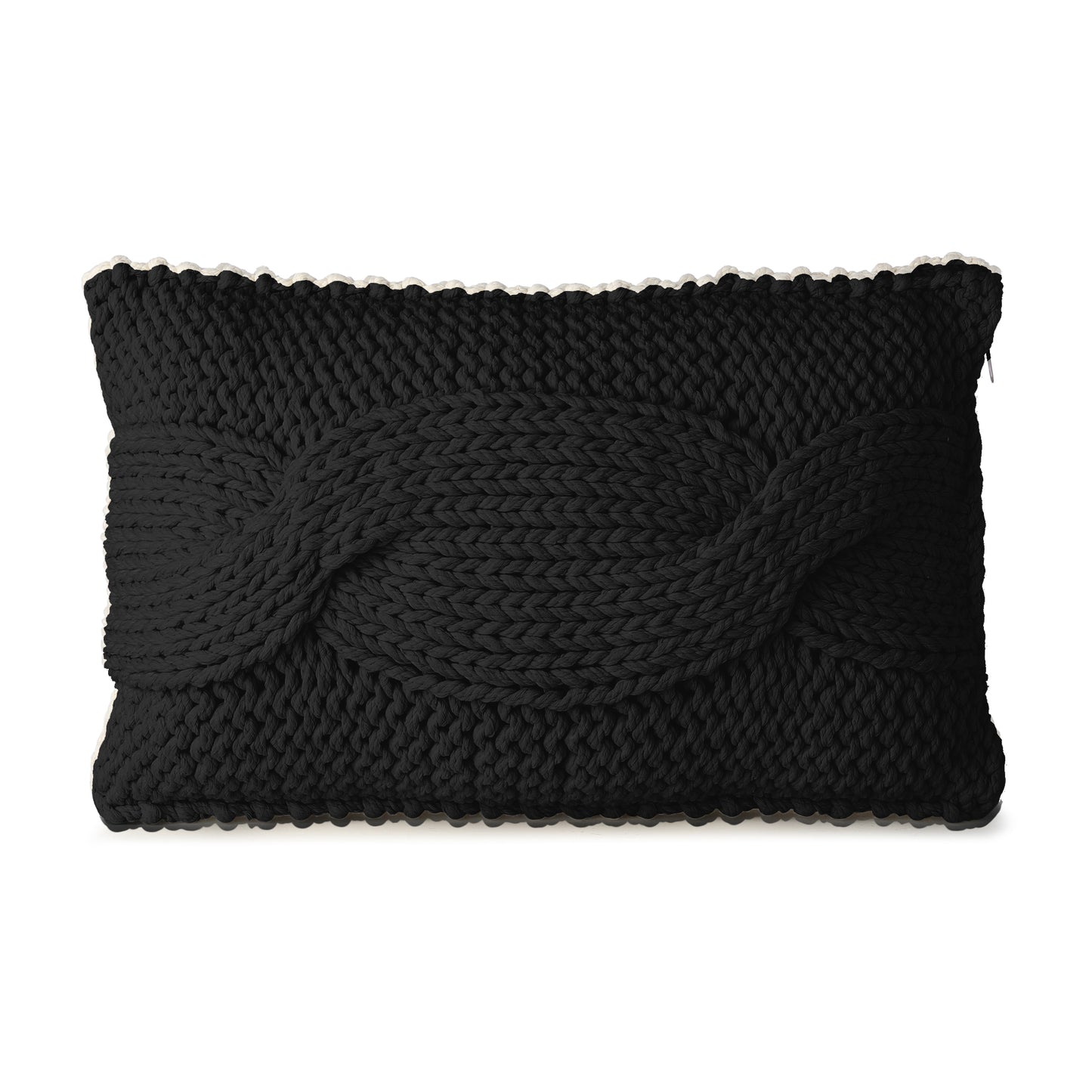 Almofada em tricô artesanal String Trança Retangular 40x60 Preto