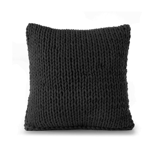 Almofada em tricô artesanal String Lisa 45x45 Preta Pronta Entrega
