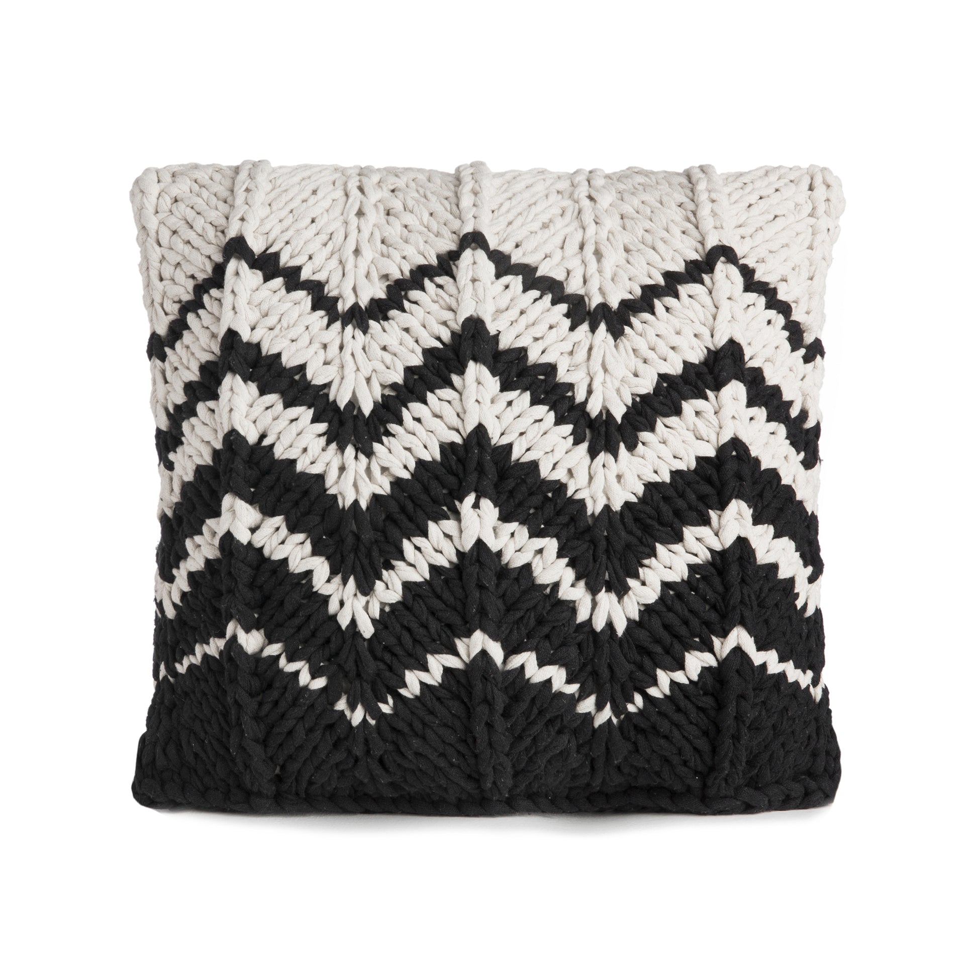 Almofada em tricô Artesanal Zig Zag Positivo 45x45 Preto