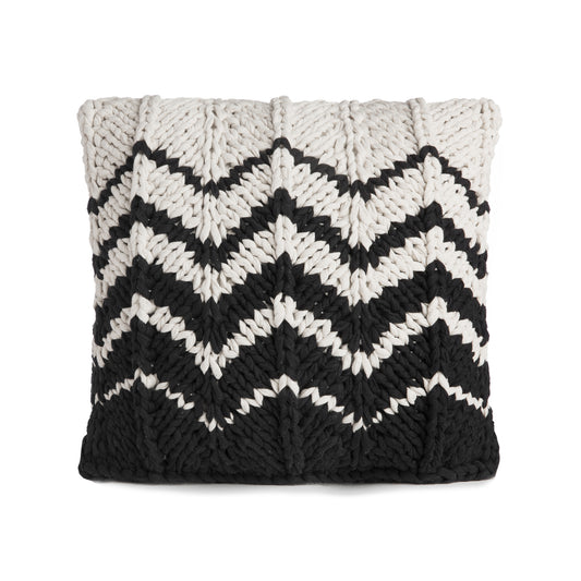Almofada em tricô Artesanal Zig Zag Positivo 45x45 Preto