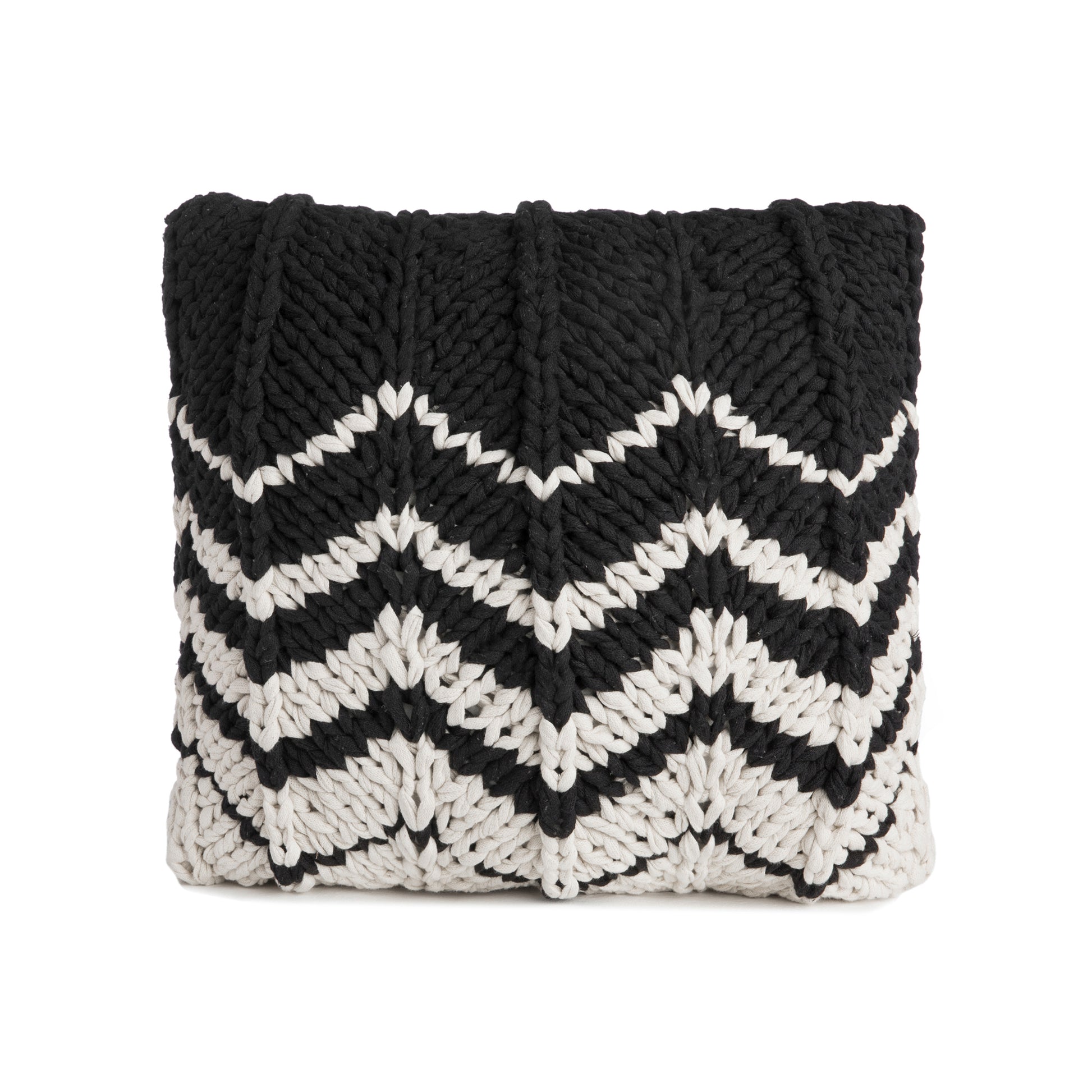 Almofada em tricô artesanal Zig Zag Negativo 45x45 Marinho Pronta Entrega