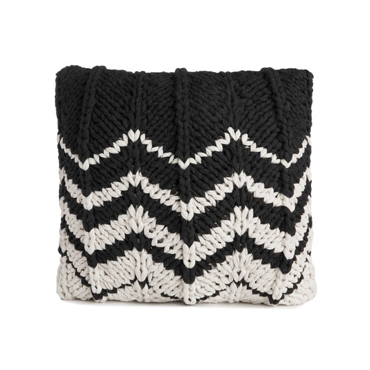 Almofada em tricô artesanal Zig Zag Negativo 45x45 Marinho Pronta Entrega