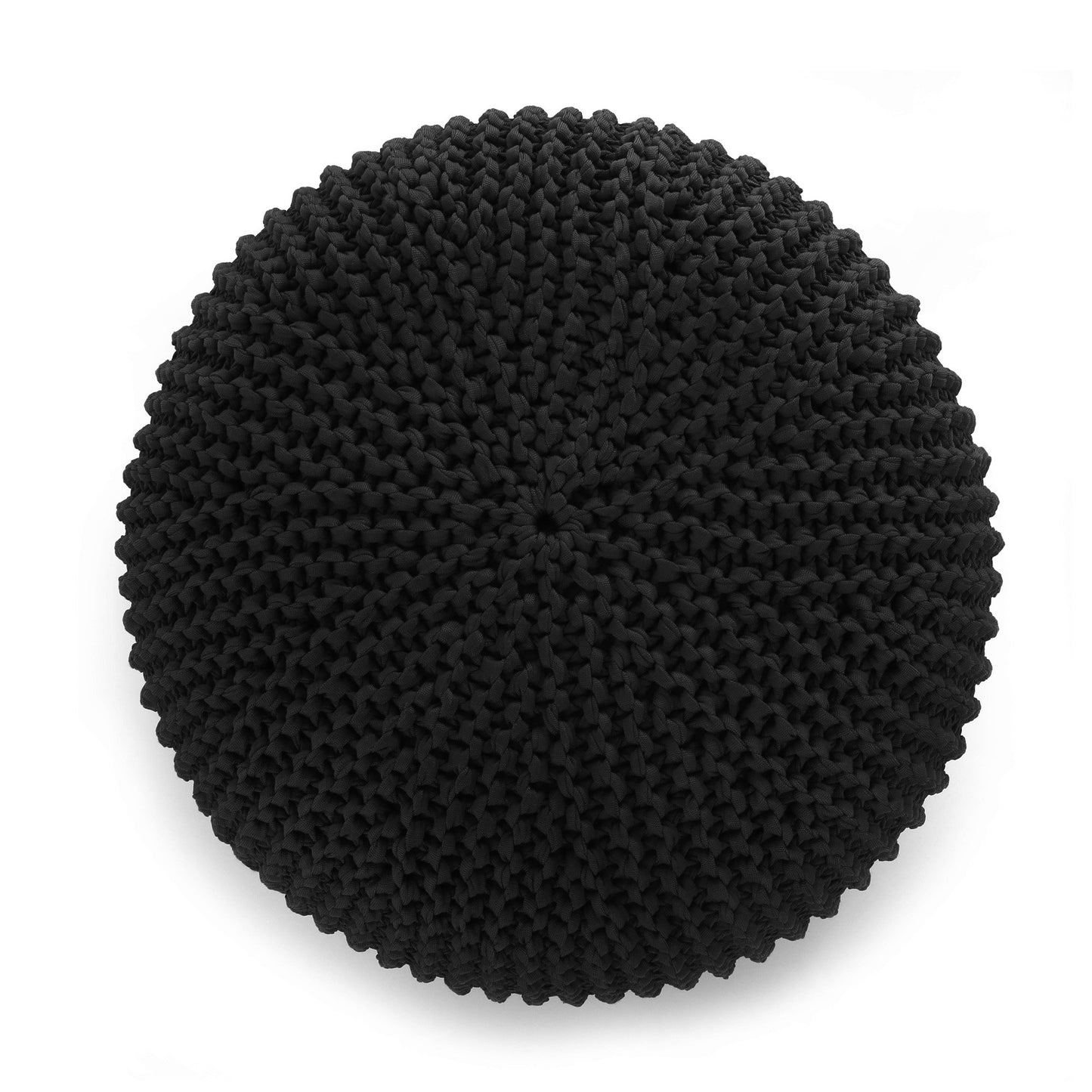 Puff em tricô artesanal para área externa, com fio 100% polipropileno. Enchimento em tecido aquablock e isopor. Fechamento com zíper, possibilitando a remoção da capa para lavagem. Dimensões: Altura - 30cm; Largura - 75cm; Comprimento - 75cm.