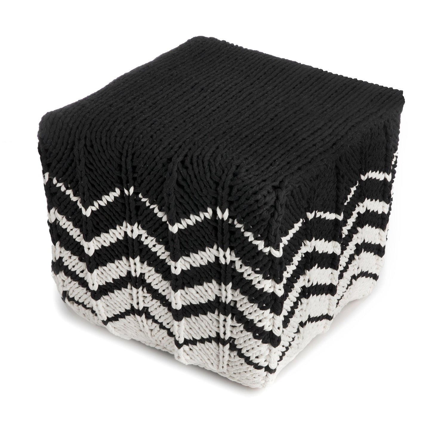 Puff Zig Zag 40x45 Preto Pronta Entrega