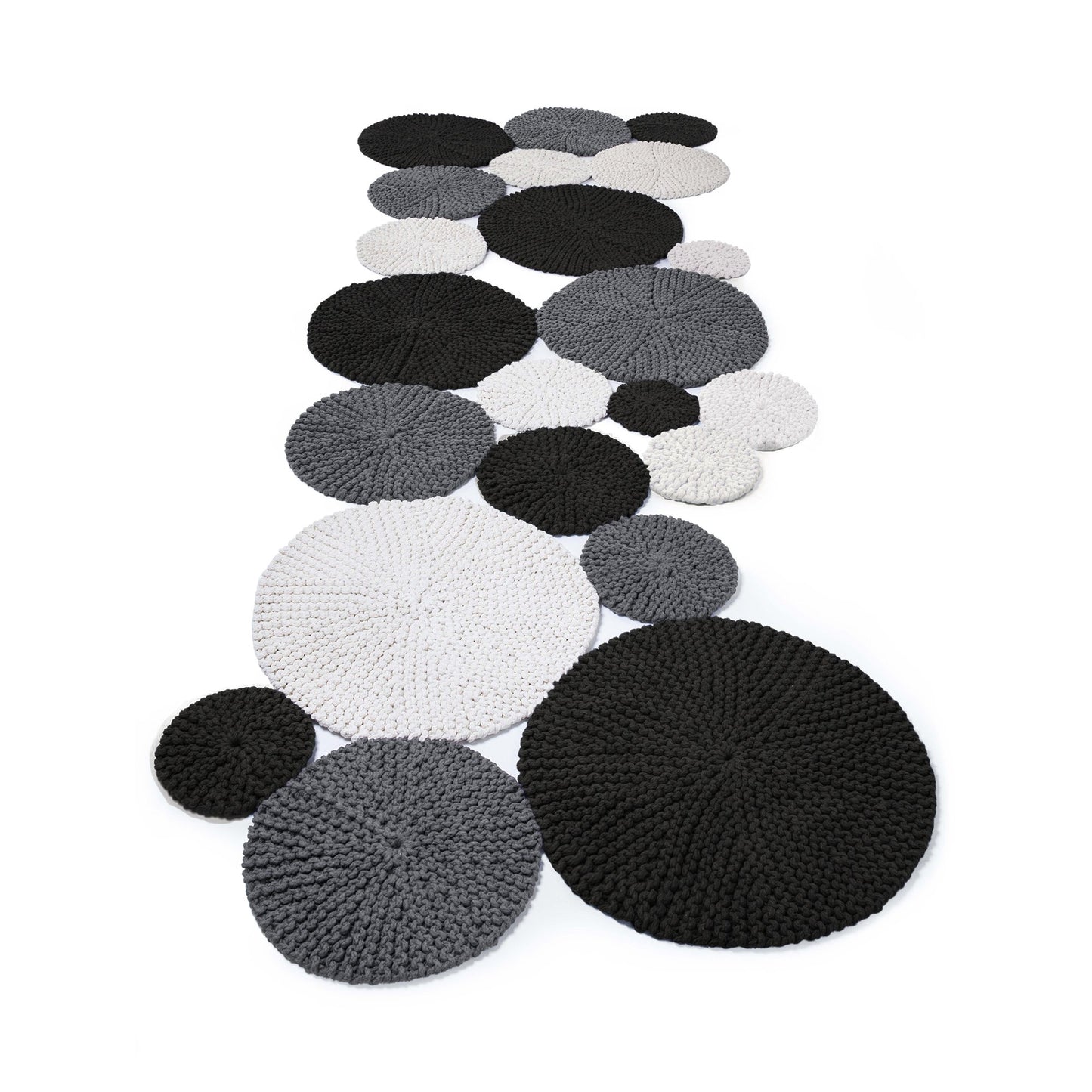 Tapete Bolas Colorido 120x250 (Cru/Cinza/Preto) Pronta Entrega