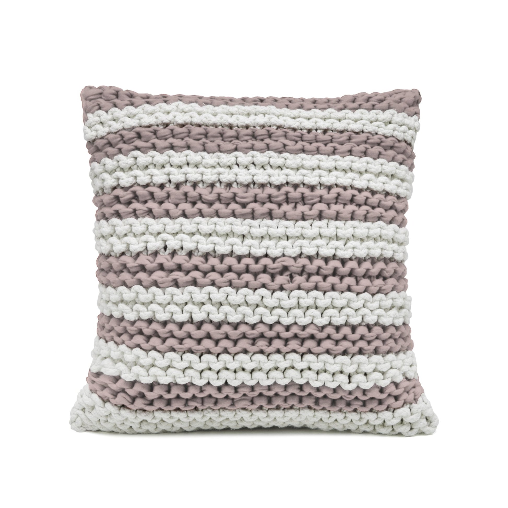 Almofada em tricô Artesanal Listra 45x45 Rose pronta Entrega