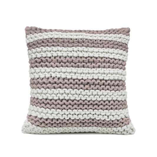 Almofada em tricô Artesanal Listra 45x45 Rose pronta Entrega