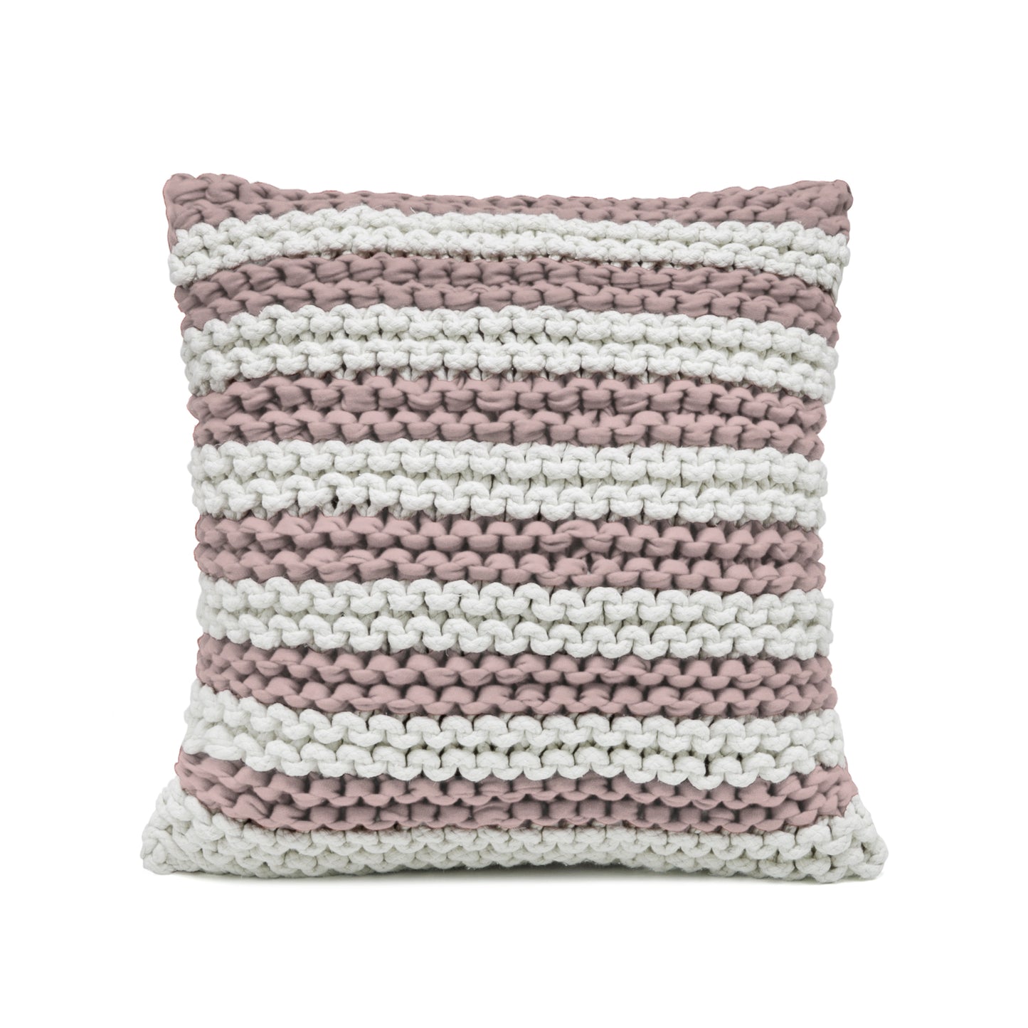 Almofada em Tricô Artesanal Listra 60x60 Rose