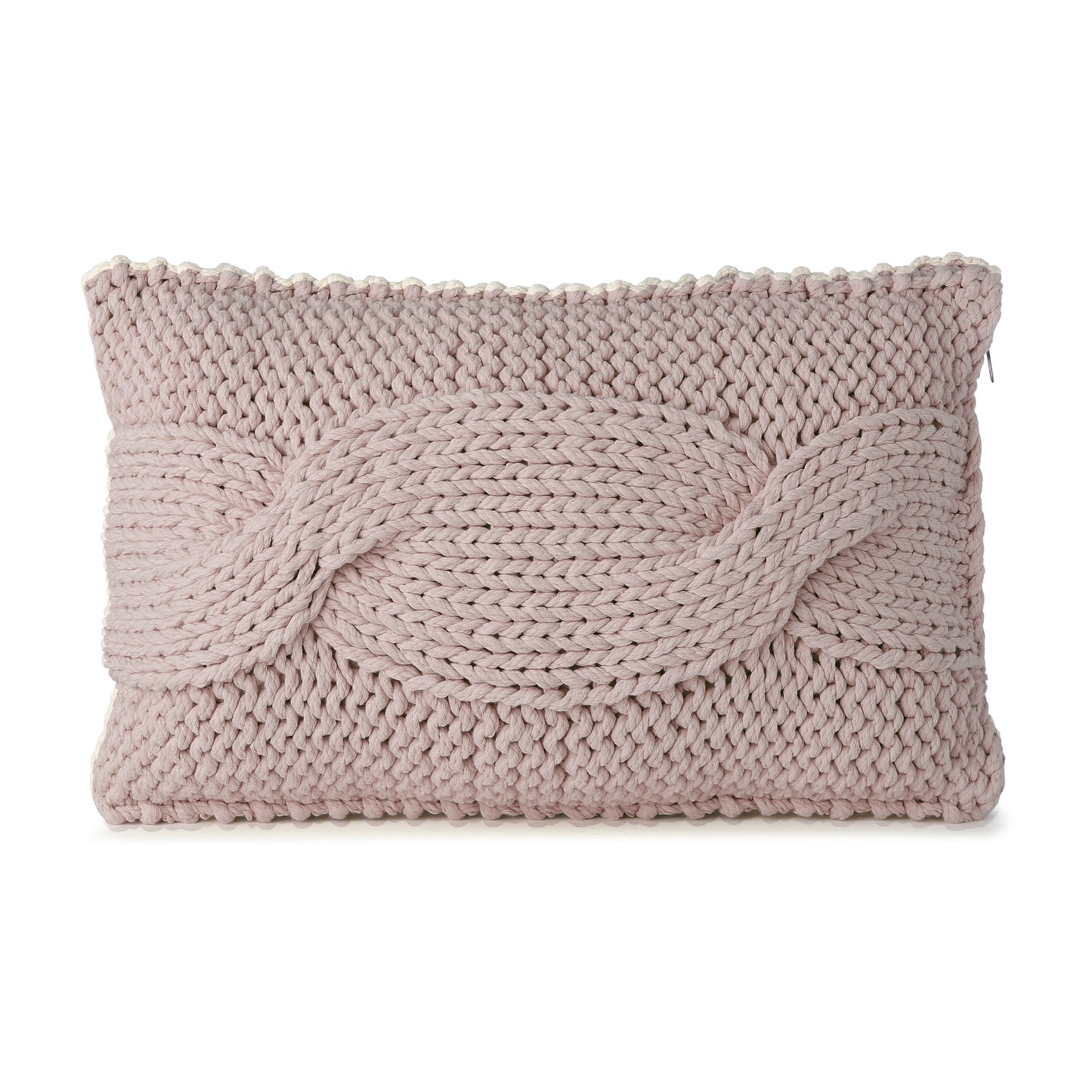 Almofada em tricô artesanal String Trança Retangular 40x60 Rose
