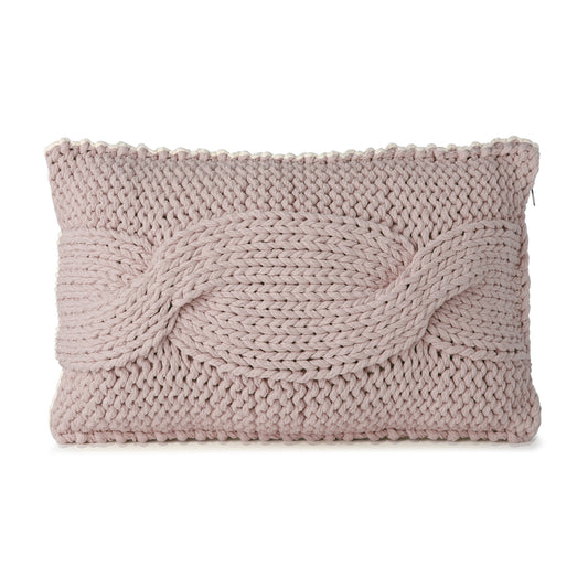Almofada em tricô artesanal String Trança Retangular 40x60 Rose