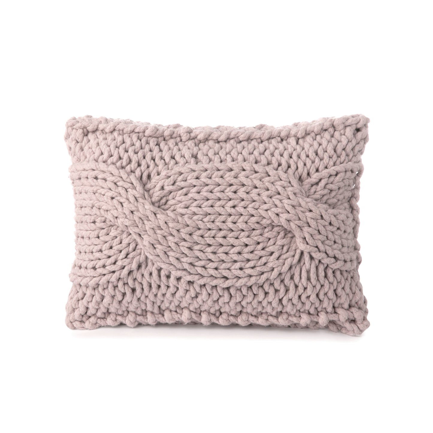 Almofada em tricô artesanal String Trança Retangular 30x45 Rose