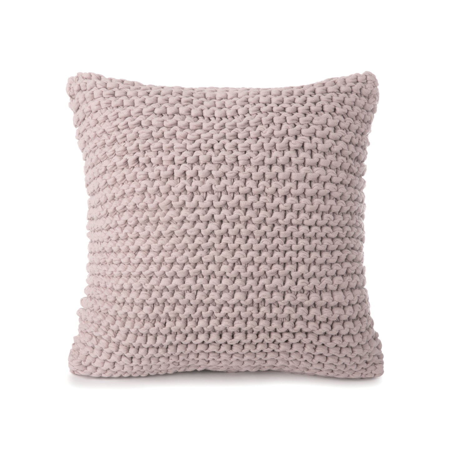 Almofada em tricô artesanal Rose, frente e verso, com fio 100% algodão. Fechamento com zíper, possibilitando a remoção da capa para lavagem. Dimensões: Altura - 50cm; Largura - 50cm.