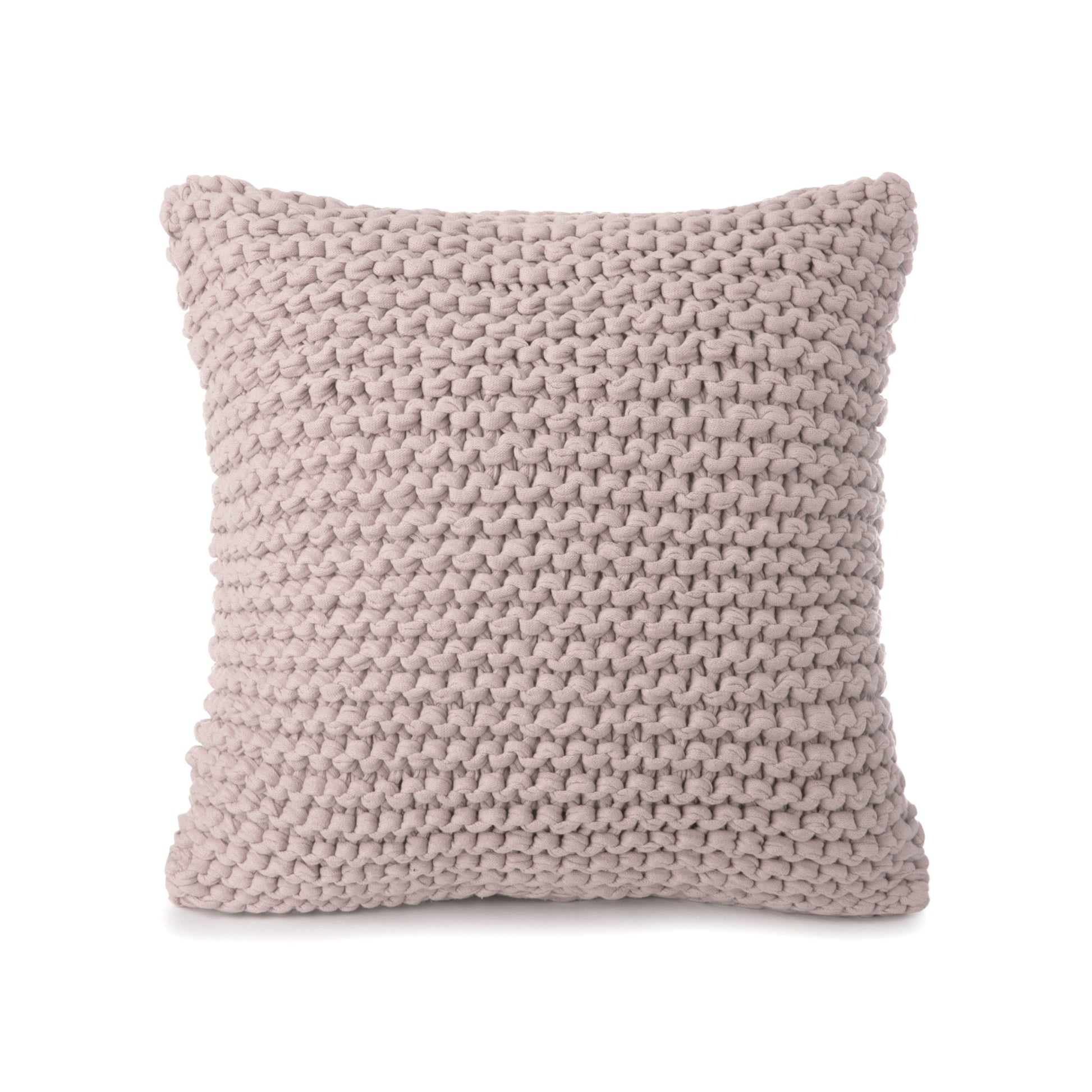 Almofada em tricô artesanal Rose, frente e verso, com fio 100% algodão. Fechamento com zíper, possibilitando a remoção da capa para lavagem. Dimensões: Altura - 50cm; Largura - 50cm.