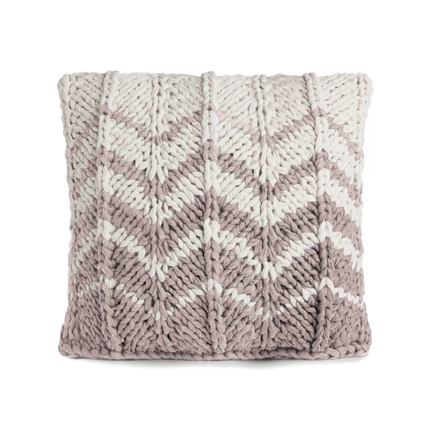 Almofada em tricô Artesanal Zig Zag Positivo 45x45 Rose