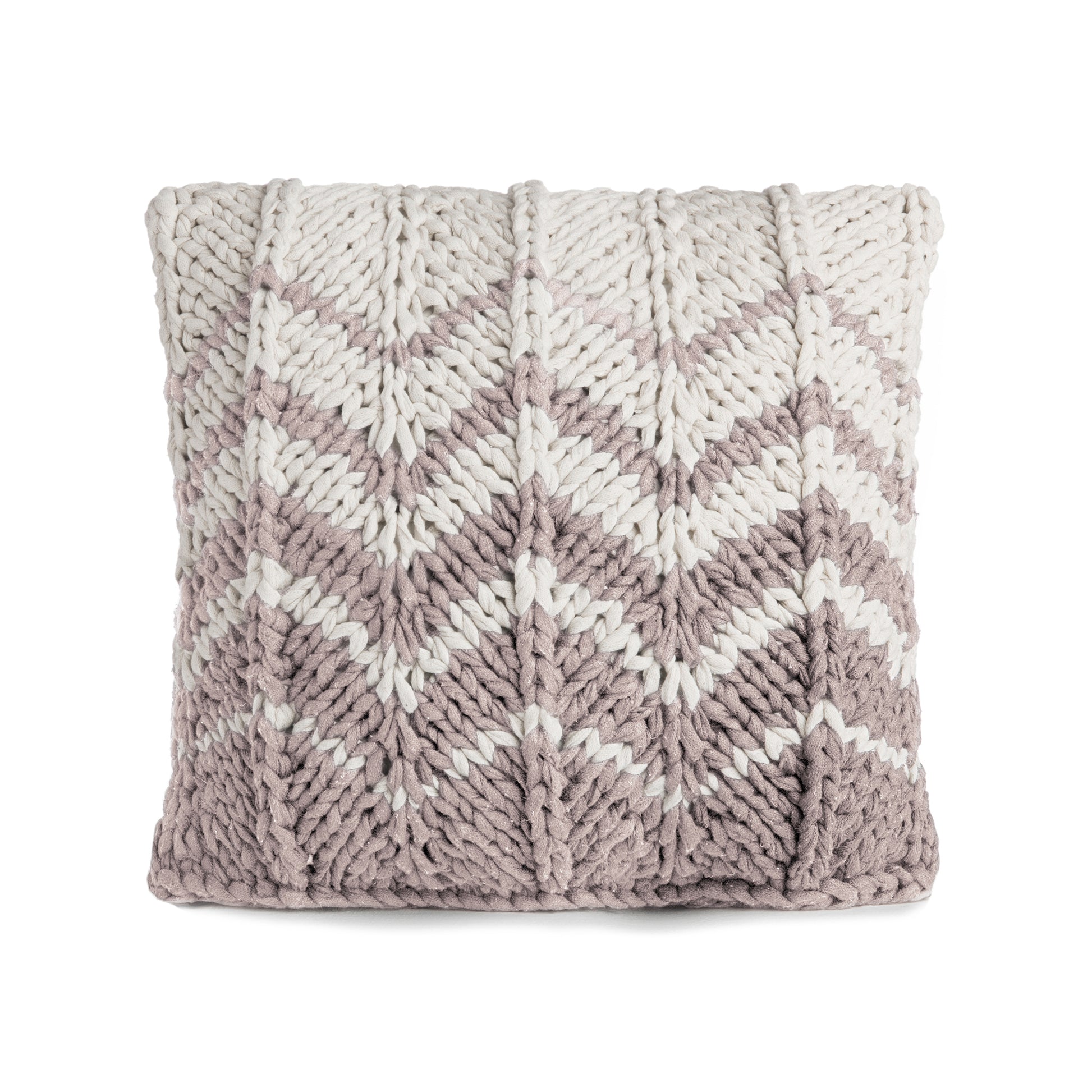 Almofada em tricô Artesanal Zig Zag Positivo 45x45 Rose