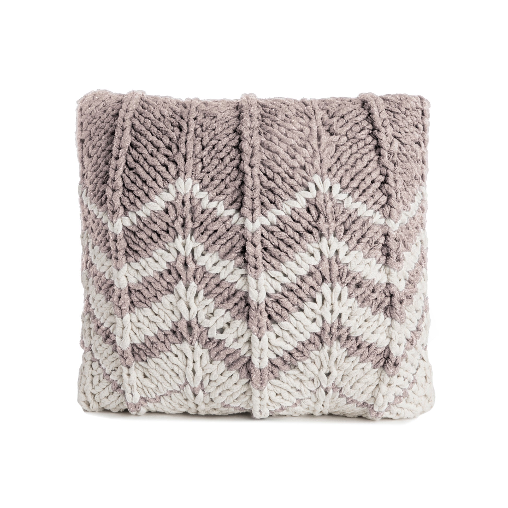 Almofada em tricô artesanal Zig Zag Negativo 45x45 Rose