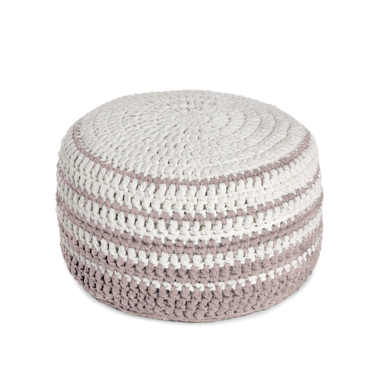 Puff de crochê artesanal listras, Rose, com fio 100% algodão.  Fechamento com zíper, possibilitando a remoção da capa para lavagem.  Dimensões: Altura - 30cm; Diâmetro - 60cm.